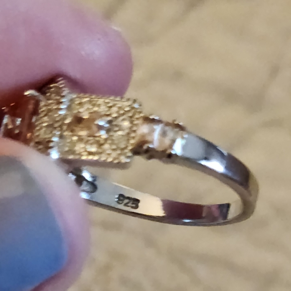 Sterling Silver Lab Created Citrine and Topaz Ring Sz 10 - Picture 4 of 4
